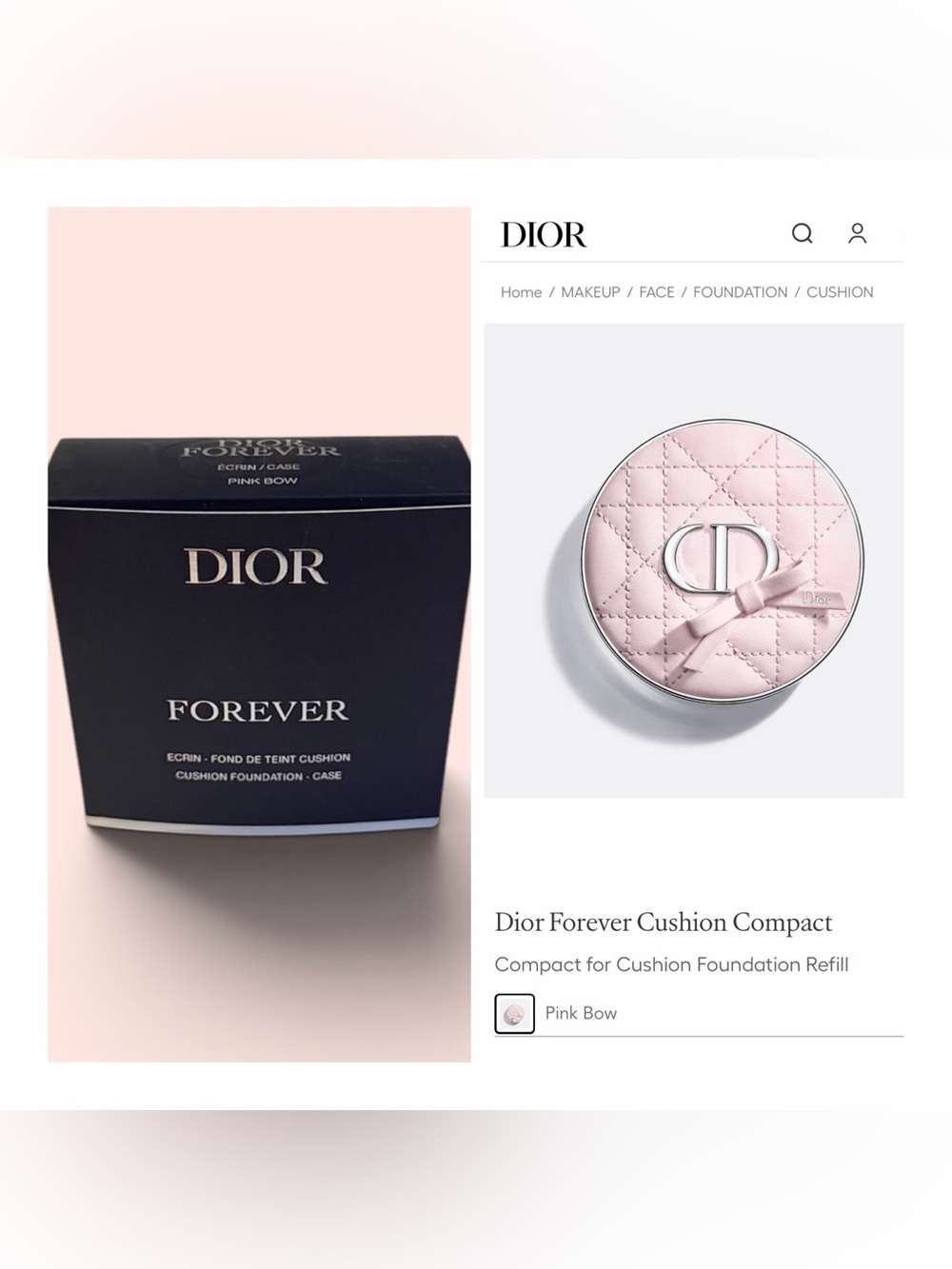 Dior Forever Cushion Foundation Case Pink Bow. Super limited edition!